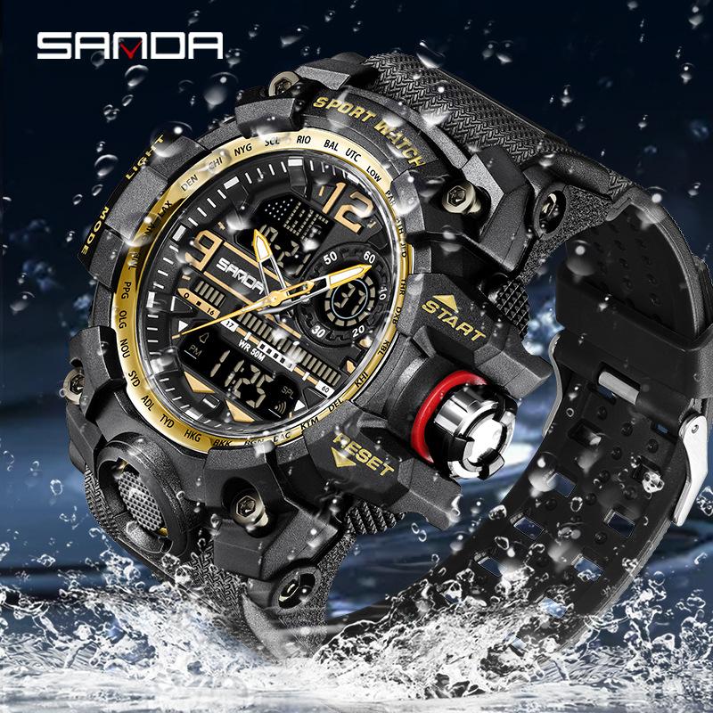 腕時計 メンズ腕時計 ミリタリーウォッチ ストップウォッチ アラーム機能 ビッグフェイス ファション 防水 デジタル スポーツ ウォッチ